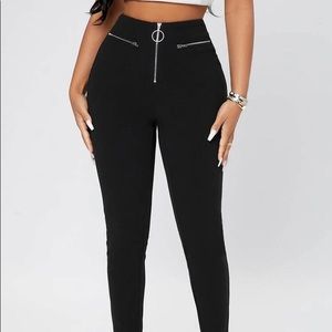Petite zip fly skinny pants